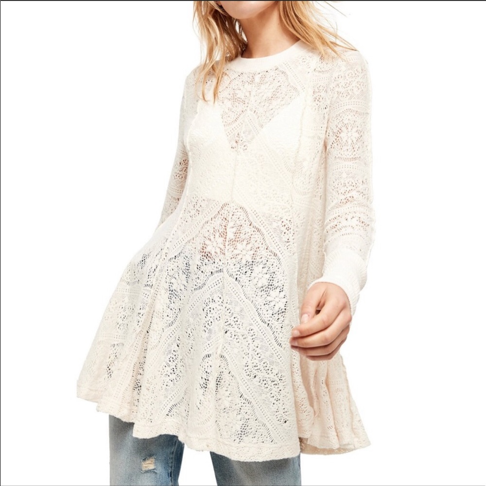 NWOT Free People Coffee in The Morning Tunic Pullover